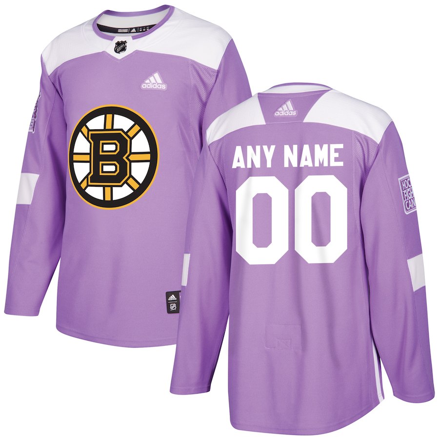 Men NHL adidas Boston Bruins Purple Hockey Fights Cancer Custom Practice Jersey